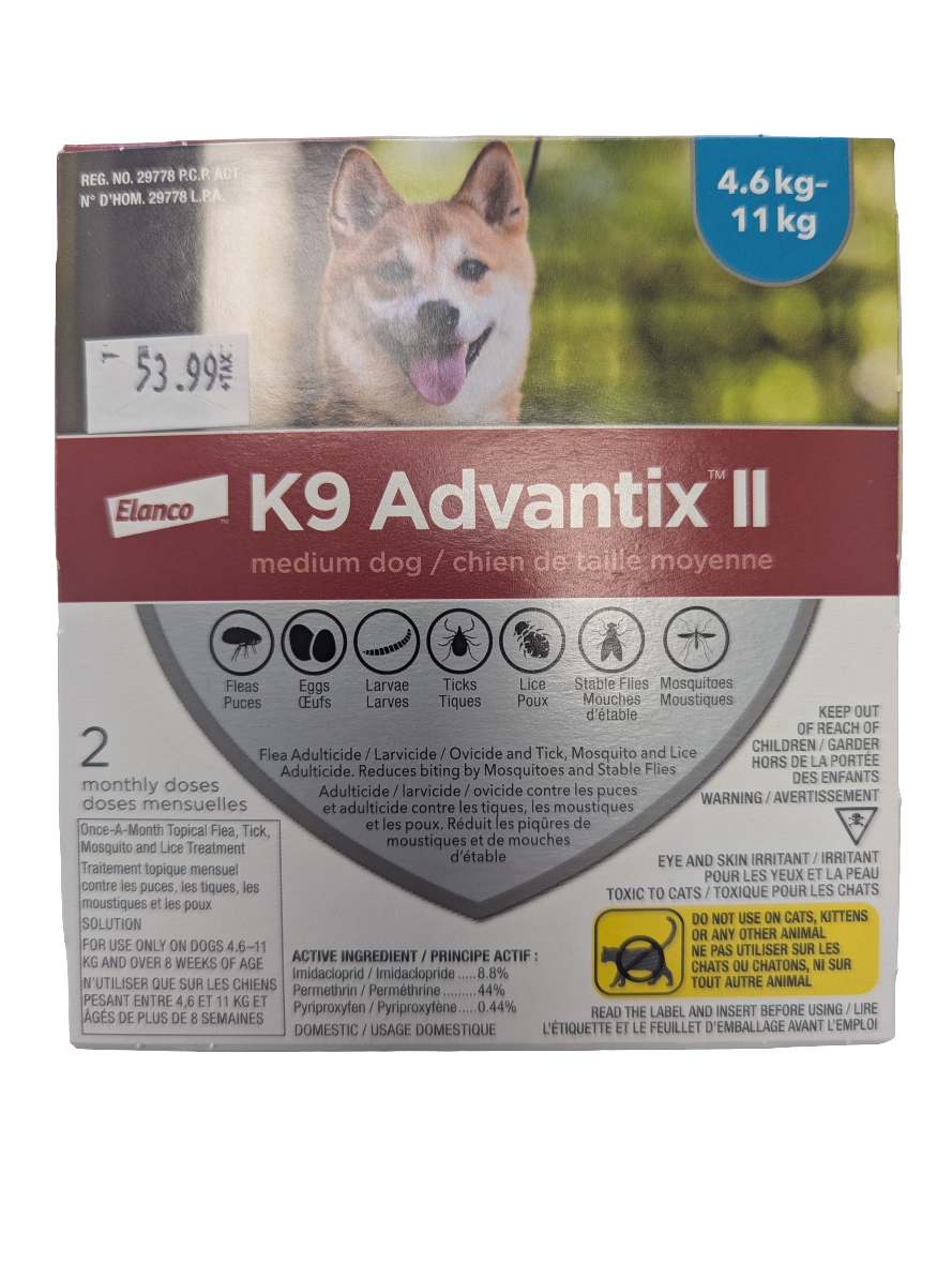 K9 Advantix II Chien de Moyenne Taille 4.6kg - 11kg